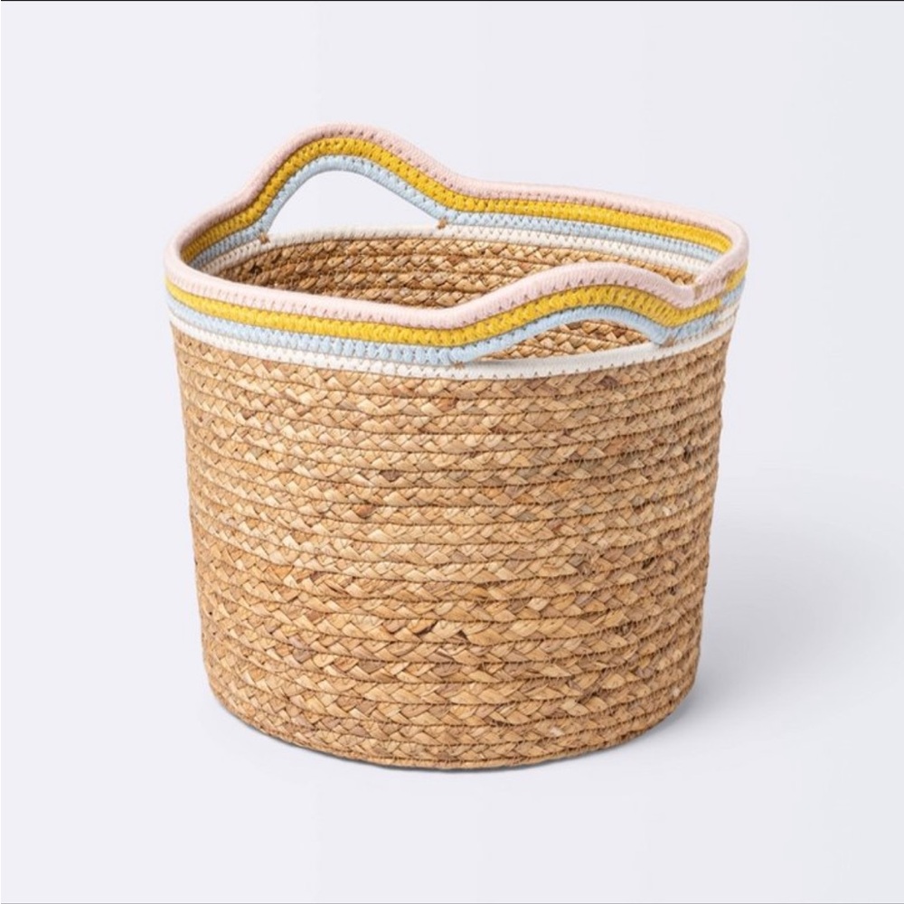 Cloud island Woven Basket with Colorful Trim